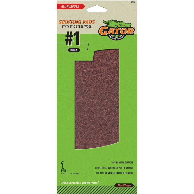 GATOR Gator 7320 Finishing Pad, Maroon, 11 in L, 4-1/2 in W, 1000 Grit
