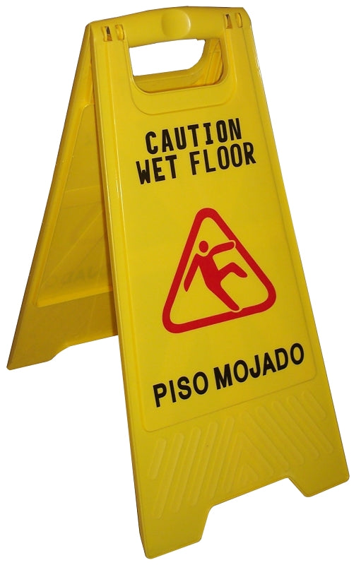 ZEPHYR MANUFACTURING Zephyr 45100 Wet Floor Sign, Caution Wet FLOOR, PISO MOJADO, English, Spanish