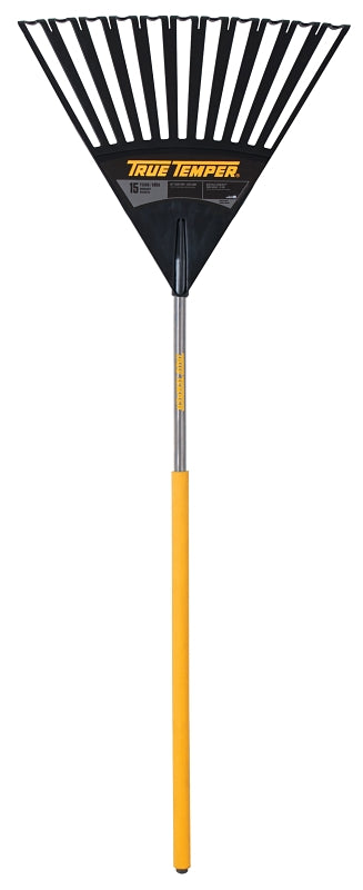 TRUE TEMPER True Temper 2914912 Leaf Rake, Poly Tine, 15-Tine, Hardwood Handle, 48 in L Handle
