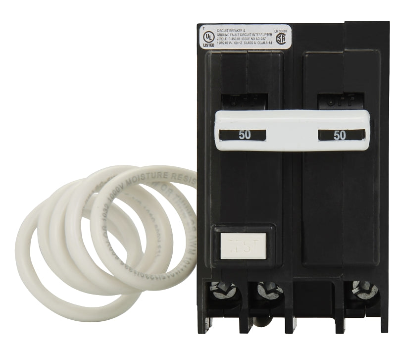 CUTLER-HAMMER Cutler-Hammer GFTCB250 Circuit Breaker, GFCI, Type GFTCB, 50 A, 2 -Pole, 120/240 V, Plug Mounting ELECTRICAL CUTLER-HAMMER