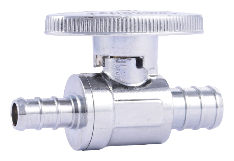 SHARKBITE SharkBite COLORmaxx Series 23062LF Straight Stop Valve, 1/2 x 3/8 in Connection, Barb, 80 psi Pressure, Brass Body
