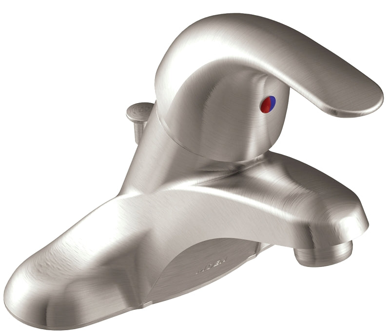 MOEN Moen Adler Series WSL84502SRN Bathroom Faucet, 1.2 gpm, 1-Handle, Metal, Brushed Nickel, Lever Handle