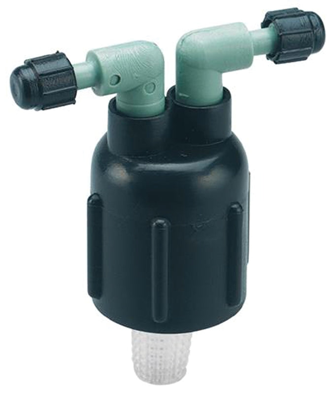 ORBIT IRRIGATION PRODUCTS Orbit 67030 Manifold, 1/2 x 1/4 in Connection, Thread x Barb, 2 -Port, 1/4 in Tubing, Plastic, Black LAWN & GARDEN ORBIT IRRIGATION PRODUCTS