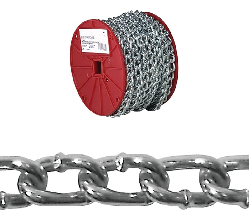 CAMPBELL CHAIN Campbell 0726627 Twist Link Machine Chain, #2, 125 ft L, 310 lb Working Load, Steel, Brass/Zinc