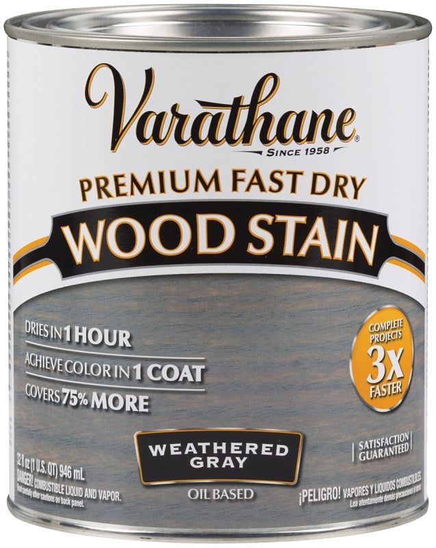 VARATHANE Varathane 269394 Wood Stain, Weathered Gray, Liquid, 1 qt, Can PAINT VARATHANE