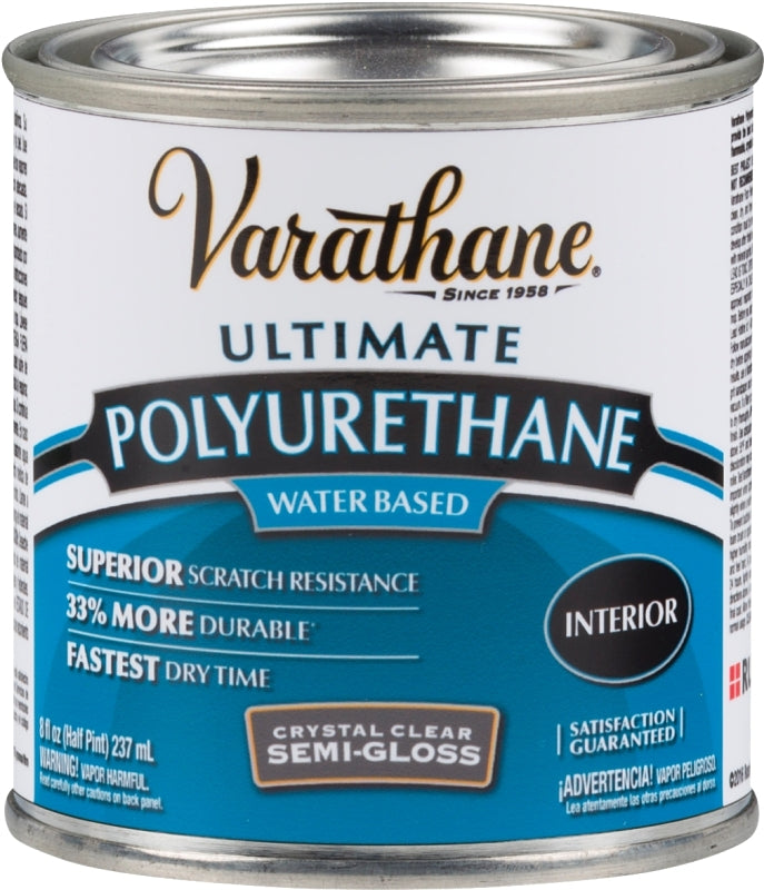VARATHANE Varathane 200161H Polyurethane, Semi-Gloss, Liquid, Crystal Clear, 0.5 pt, Can PAINT VARATHANE