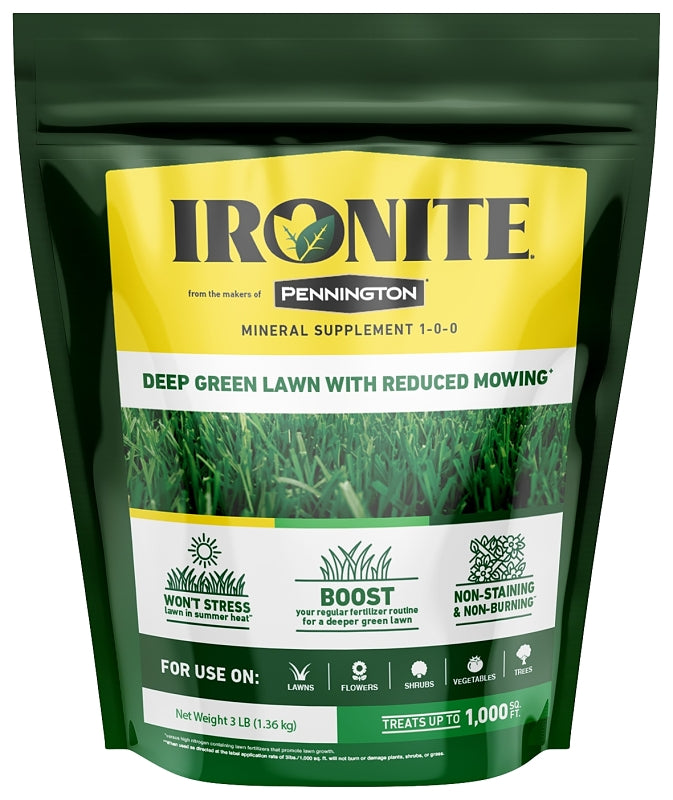 IRONITE Ironite 100519429 Lawn Fertilizer, 3 lb Bag, Solid, 1-0-1 N-P-K Ratio LAWN & GARDEN IRONITE