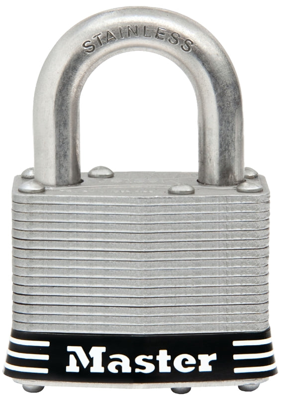 MASTER LOCK Master Lock 5SSKADHC Padlock, Keyed Alike Key, 3/8 in Dia Shackle, 1 in H Shackle, Stainless Steel Shackle, Laminated