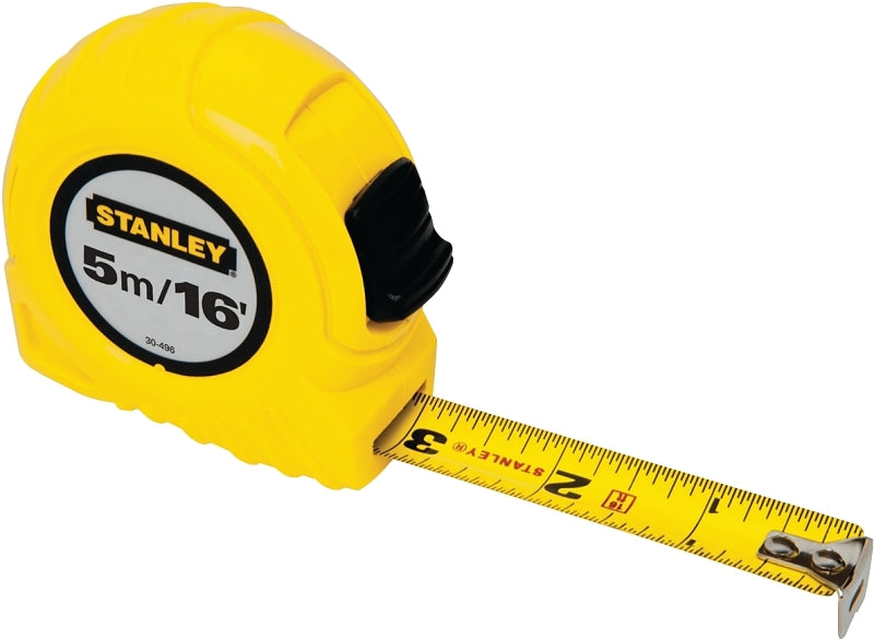 STANLEY STANLEY 30-496 Measuring Tape, 16 ft L Blade, 3/4 in W Blade, Steel Blade, ABS Case, Yellow Case ELECTRICAL STANLEY
