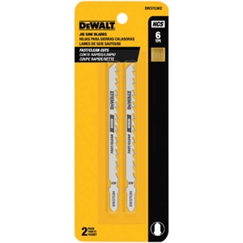 DEWALT DEWALT DW3753H2 Jig Saw Blade, 1/4 in W, 6 TPI, 4 in L, 2/PK