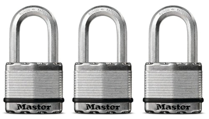 MASTER LOCK Master Lock Magnum Series M5XTRILHCCSEN Padlock, Keyed Different Key, 3/8 in Dia Shackle, 2 in H Shackle, Zinc