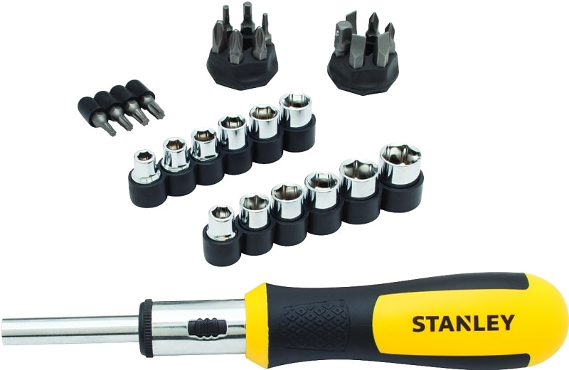 STANLEY STANLEY 54-925 Multi-Bit Ratcheting Screwdriver Set, 8-3/4 in OAL, Ergonomic Handle
