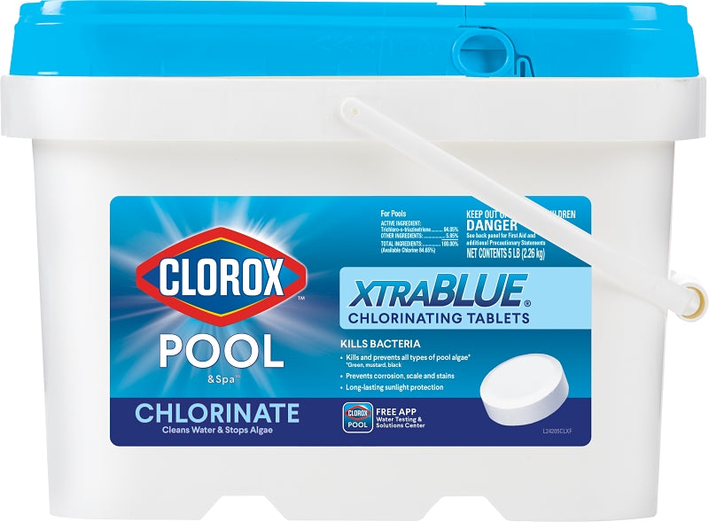 CLOROX Clorox POOL & Spa XtraBlue 23005CLX Chlorinating Tablet, Solid, Chlorine, 5 lb