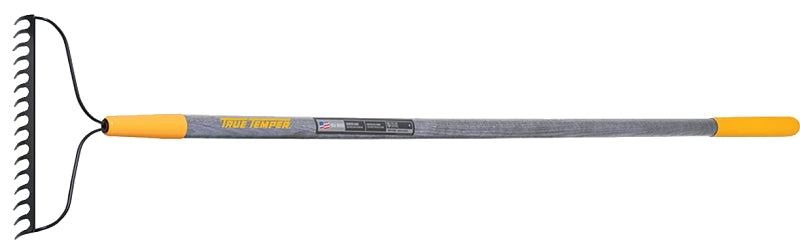 TRUE TEMPER True Temper 2811600 Bow Rake, 3-1/2 in L Head, 15.78 in W Head, 16-Tine, Steel Tine, 63.9 in L Handle