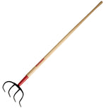 RAZOR-BACK Razor-Back 75212 Manure/Refuse Hook with Handle, 8-1/4 in W, 9-1/2 in L, 6 in L Tine, 4-Tine, Wood Handle
