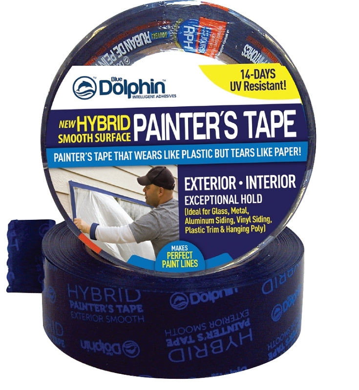 BLUE DOLPHIN Blue Dolphin TP EXT S 0200 Exterior Tape, 45 yd L, 1.88 in W PAINT BLUE DOLPHIN