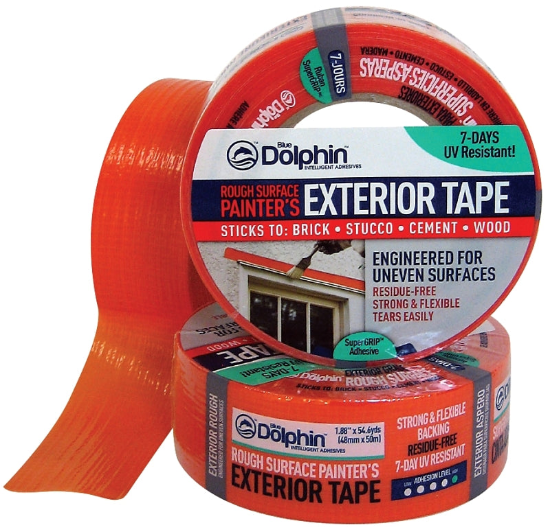 BLUE DOLPHIN Blue Dolphin TP EXT R 0200 Exterior Tape, 54.6 yd L, 1.88 in W, Orange