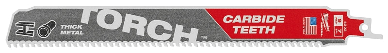 MILWAUKEE Milwaukee The Torch 48-00-5202 Reciprocating Saw Blade, 3/4 in W, 9 in L, 8 TPI, Carbide Cutting Edge TOOLS MILWAUKEE