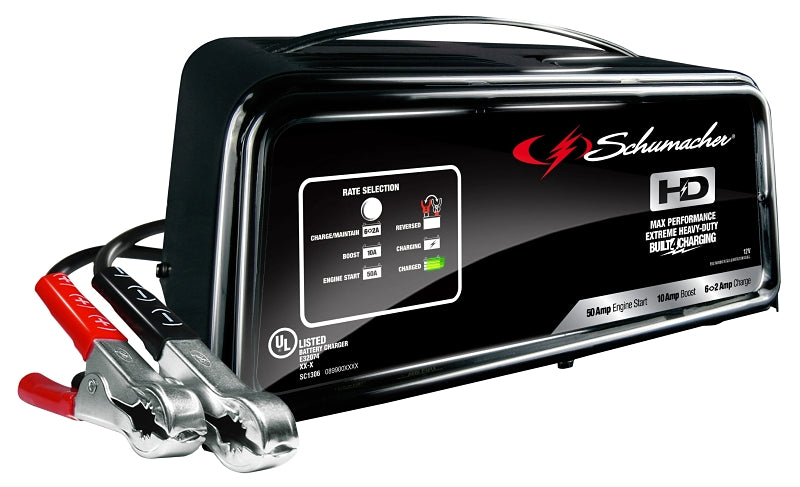 SCHUMACHER Schumacher SC1361 Battery Charger, 12 V Output, 2, 10, 50 A Charge, 50 A Engine Start