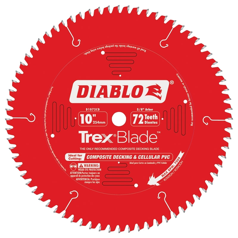 DIABLO Diablo D1072CD Circular Saw Blade, 10 in Dia, 5/8 in Arbor, 72-Teeth, Carbide Cutting Edge TOOLS DIABLO