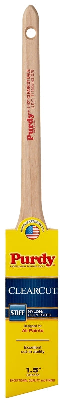 PURDY Purdy 144080115 Paint Brush, 1-1/2 in W, Angular Brush, Nylon/Polyester Bristle, Rat Tail Handle PAINT PURDY