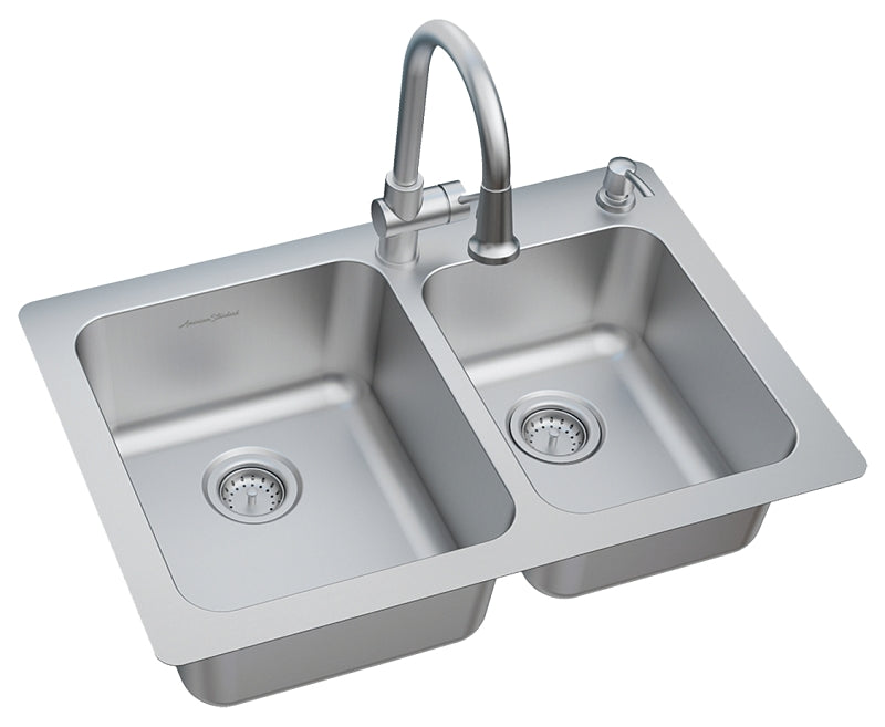 AMERICAN STANDARD American Standard Montvale Series 18CR.332232C.075 Kitchen Sink Kit with Soap Dispenser, 33 in OAW, 9 in OAD, 22 in OAH PLUMBING, HEATING & VENTILATION AMERICAN STANDARD   