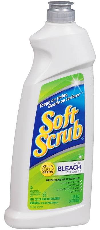 SOFT SCRUB Soft Scrub 01602 Soft Scrub with Bleach Cleanser, 24 oz Bottle, Cream, Characteristic, White CLEANING & JANITORIAL SUPPLIES SOFT SCRUB