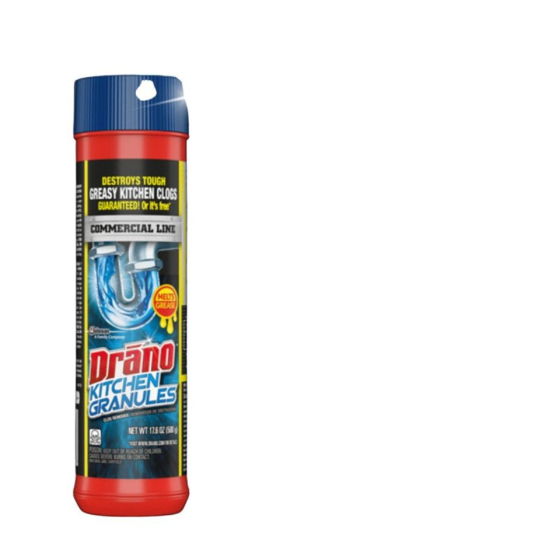 DRANO Drano 00125 Kitchen Clog Remover, 17.6 oz, Granules, White PLUMBING, HEATING & VENTILATION DRANO