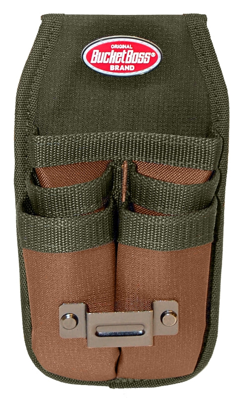 BUCKET BOSS Bucket Boss 54184 Four-Barrel Sheath, 5-Pocket, Poly Ripstop Fabric, Brown/Green, 4-1/2 in W, 9 in H, 2 in D TOOLS BUCKET BOSS