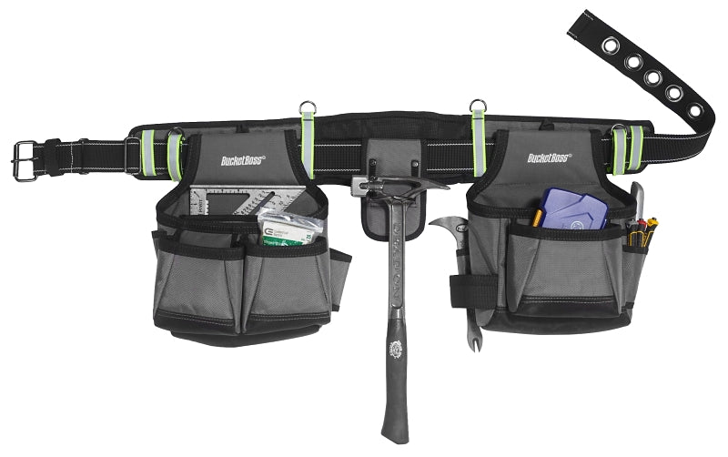 BUCKET BOSS Bucket Boss Professional Series 55105-HV HV Contractor's Rig, 52 in Waist, Poly Fabric, Sliver, 29-Pocket TOOLS BUCKET BOSS