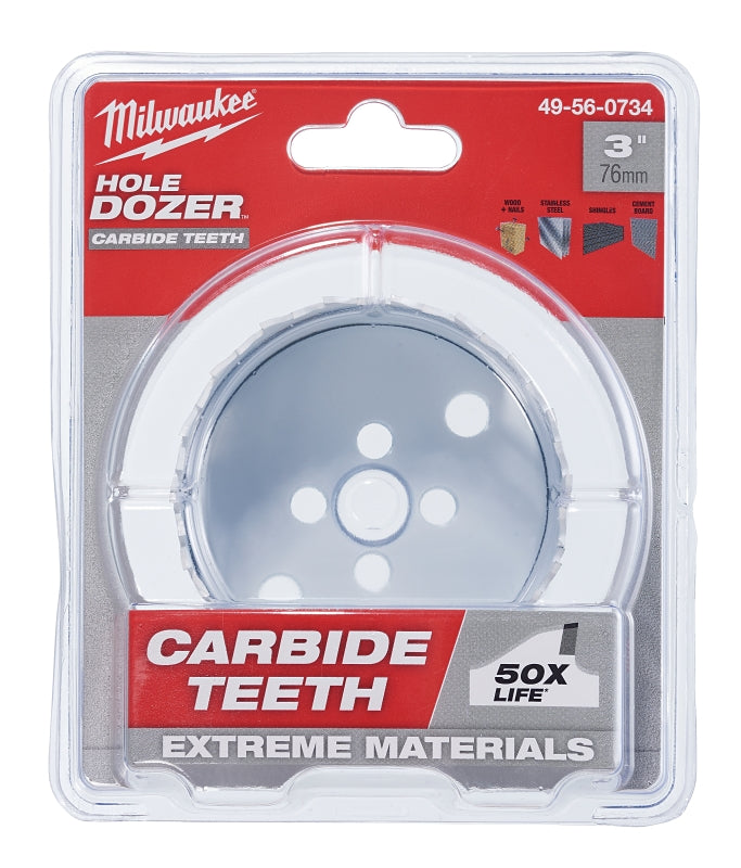 MILWAUKEE Milwaukee 49-56-0734 Hole Saw, 3 in Dia, 1.62 in D Cutting, 4 TPI, Carbide Cutting Edge TOOLS MILWAUKEE