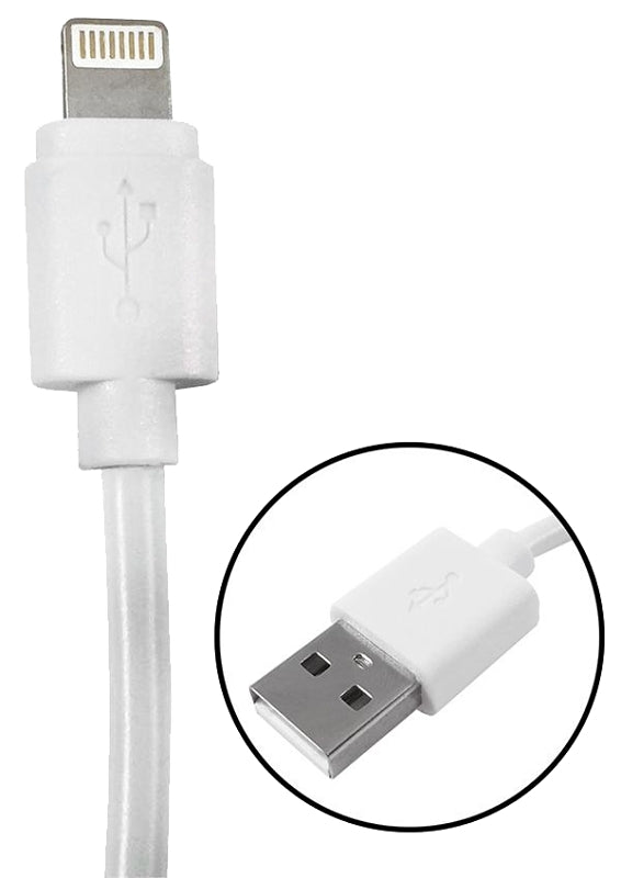 ZENITH Zenith PM1003U8W Lightning Cable, USB, White, 3 ft L ELECTRICAL ZENITH