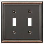 AMERELLE Amerelle Chelsea Series 149TTDB Wallplate, 4-7/8 in L, 4-15/16 in W, 2-Gang, Steel, Aged Bronze, Screw Mount ELECTRICAL AMERELLE