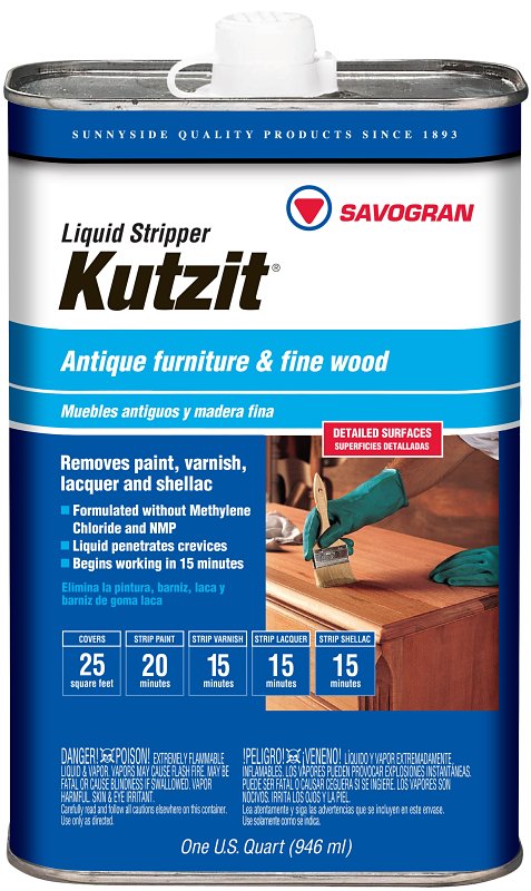 SUNNYSIDE Savogran Kutzit 01242 Paint/Varnish Remover, Liquid, Aromatic, Blue, 1 qt PAINT SUNNYSIDE