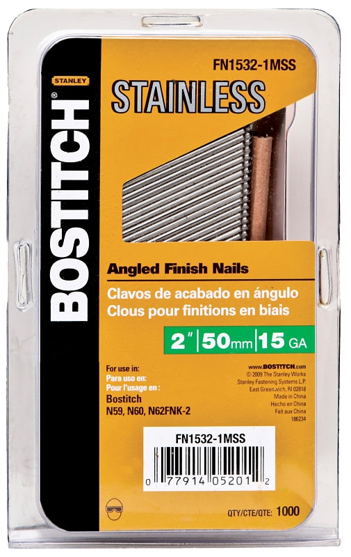BOSTITCH Bostitch FN1532-1MSS Finish Nail, 2 in L, 15 ga Gauge, Stainless Steel HARDWARE & FARM SUPPLIES BOSTITCH