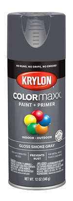 KRYLON Krylon K05539007 Enamel Spray Paint, 12 oz Can, 25 sq-ft Coverage Area, Solvent Base, Gloss, Smoke Gray
