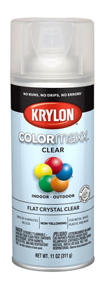 KRYLON Krylon K05547007 Enamel Spray Paint, 11 oz Can, 25 sq-ft Coverage Area, Solvent Base, Flat, Clear