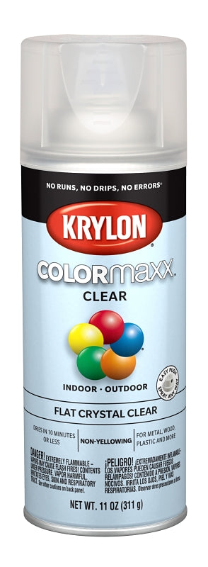 KRYLON Krylon K05547007 Enamel Spray Paint, 11 oz Can, 25 sq-ft Coverage Area, Solvent Base, Flat, Clear