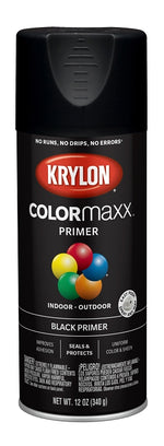 KRYLON Krylon COLORmaxx K05581007 Primer, Black, 12 oz