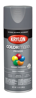 KRYLON Krylon COLORmaxx K05582007 Primer, Gray, 12 oz