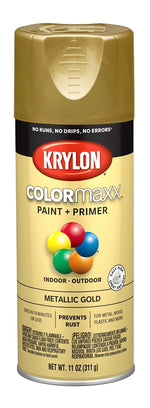 KRYLON Krylon K05588007 Enamel Spray Paint, 12 oz Can, 25 sq-ft Coverage Area, Solvent Base, Metallic, Gold