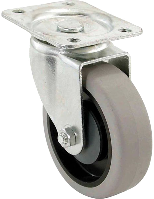 SHEPHERD Shepherd Hardware 400 Series 9735 Swivel Caster, 4 in Dia Wheel, TPR Wheel, Gray, 250 lb