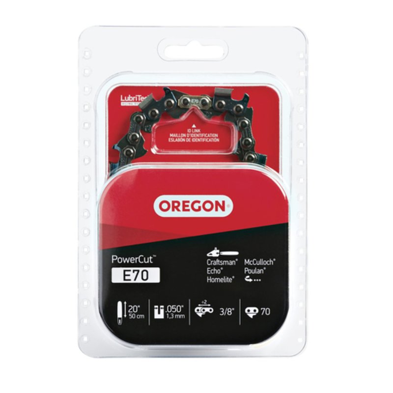 OREGON Oregon PowerCut E70 Chainsaw Chain, 20 in L Bar, 0.05 Gauge, 3/8 in TPI/Pitch, 70-Link