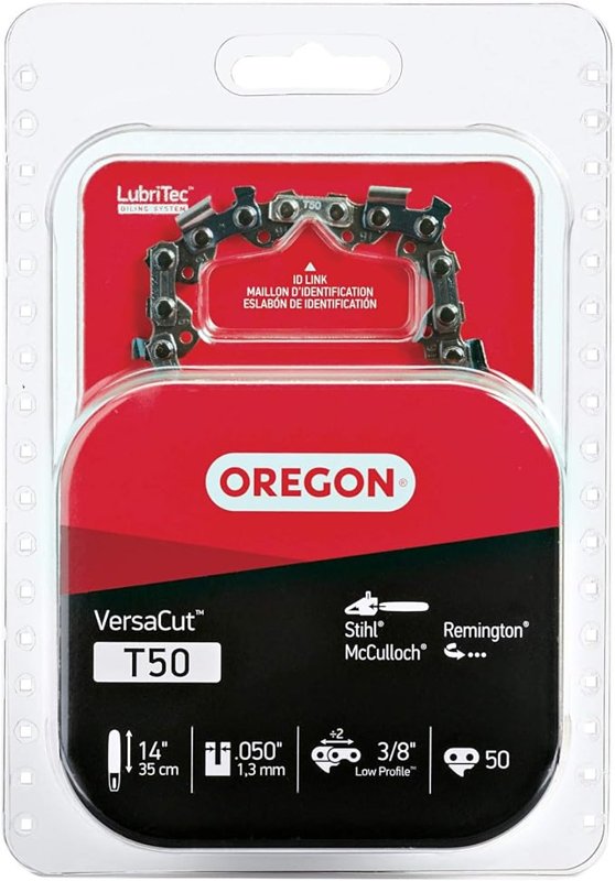 OREGON Oregon VersaCut T50 Chainsaw Chain, 14 in L Bar, 0.05 Gauge, 3/8 in TPI/Pitch, 50-Link