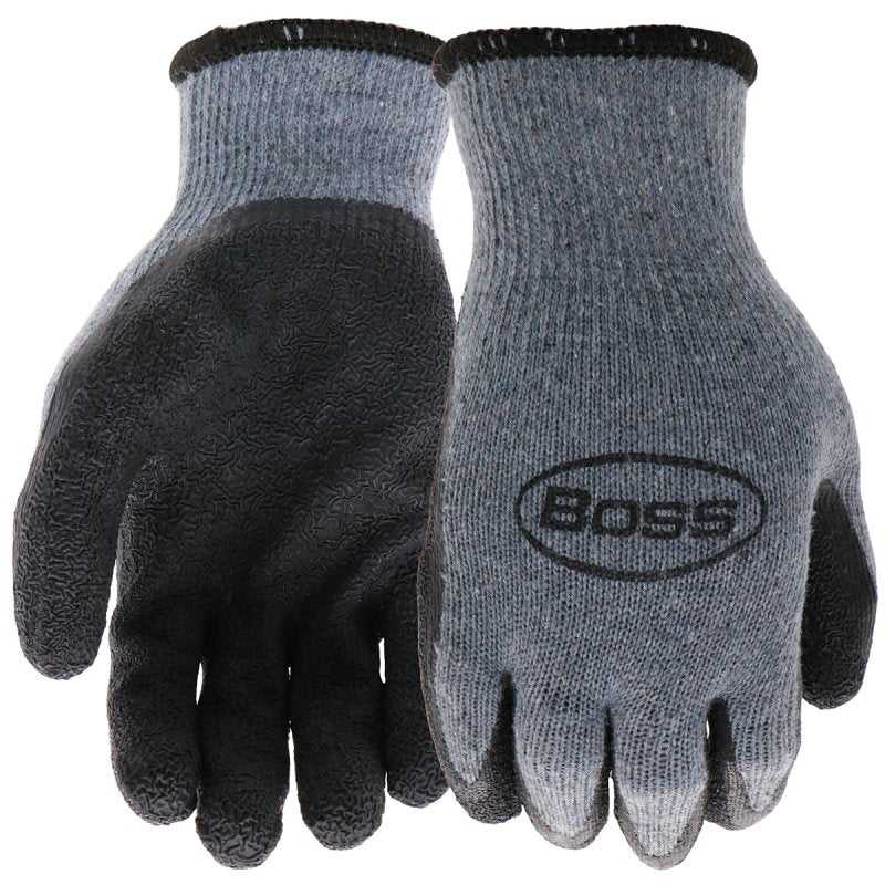 BOSS MFG Boss Grip Series B32041-L Coated Gloves, L, Slip-On Cuff, Latex Coating, Polyester, Gray