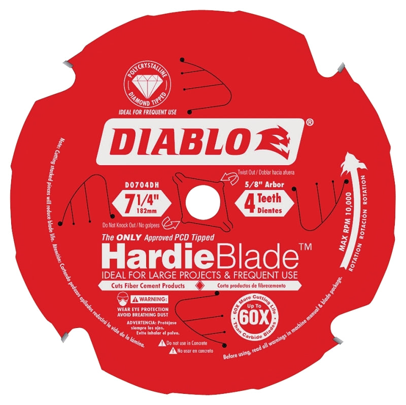 DIABLO Diablo D0704DH Circular Saw Blade, 7-1/4 in Dia, 4-Teeth, 5/8 in Arbor, Polycrystalline Cutting Edge TOOLS DIABLO