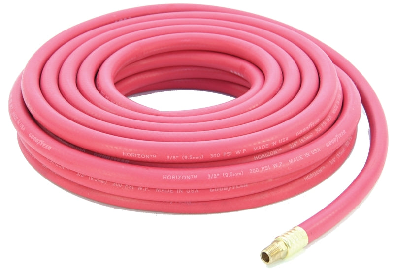 ABBOTT RUBBER Abbott Rubber 1010-03825-50-4MM Air Hose, 3/8 in ID, 50 ft L, MNPT, 250 psi Pressure, EPDM Rubber, Red