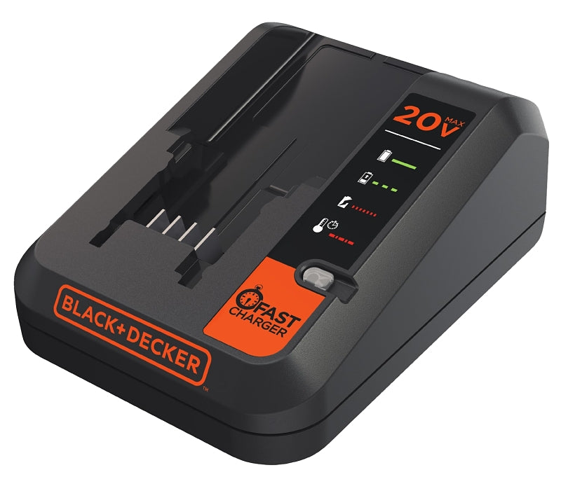 BLACK & DECKER Black+Decker BDCAC202B Fast Charger, 20 V Input, 1.5 Ah, <=45 min Charge, Battery Included: No