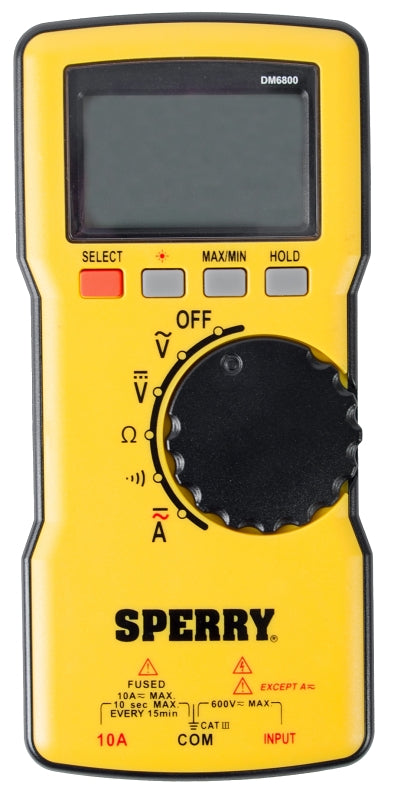 SPERRY Sperry Instruments DM6800 Multimeter, 1999 Count Resolution, Digital, LCD Display, Yellow ELECTRICAL SPERRY