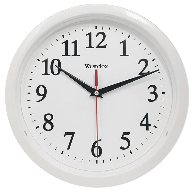 WESTCLOX Westclox 461761 Clock, Round, White Frame, Plastic Clock Face, Analog HOUSEWARES WESTCLOX   